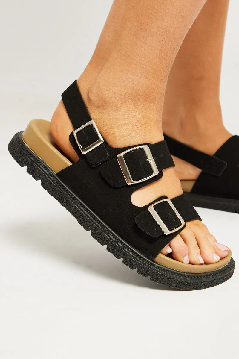 Black Double Buckle Suede Sandals sold by Ally Fashion product image thumbnail 2