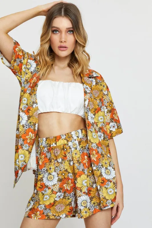 Print Oversized Shirts Sleeveless Collared sold by Ally Fashion