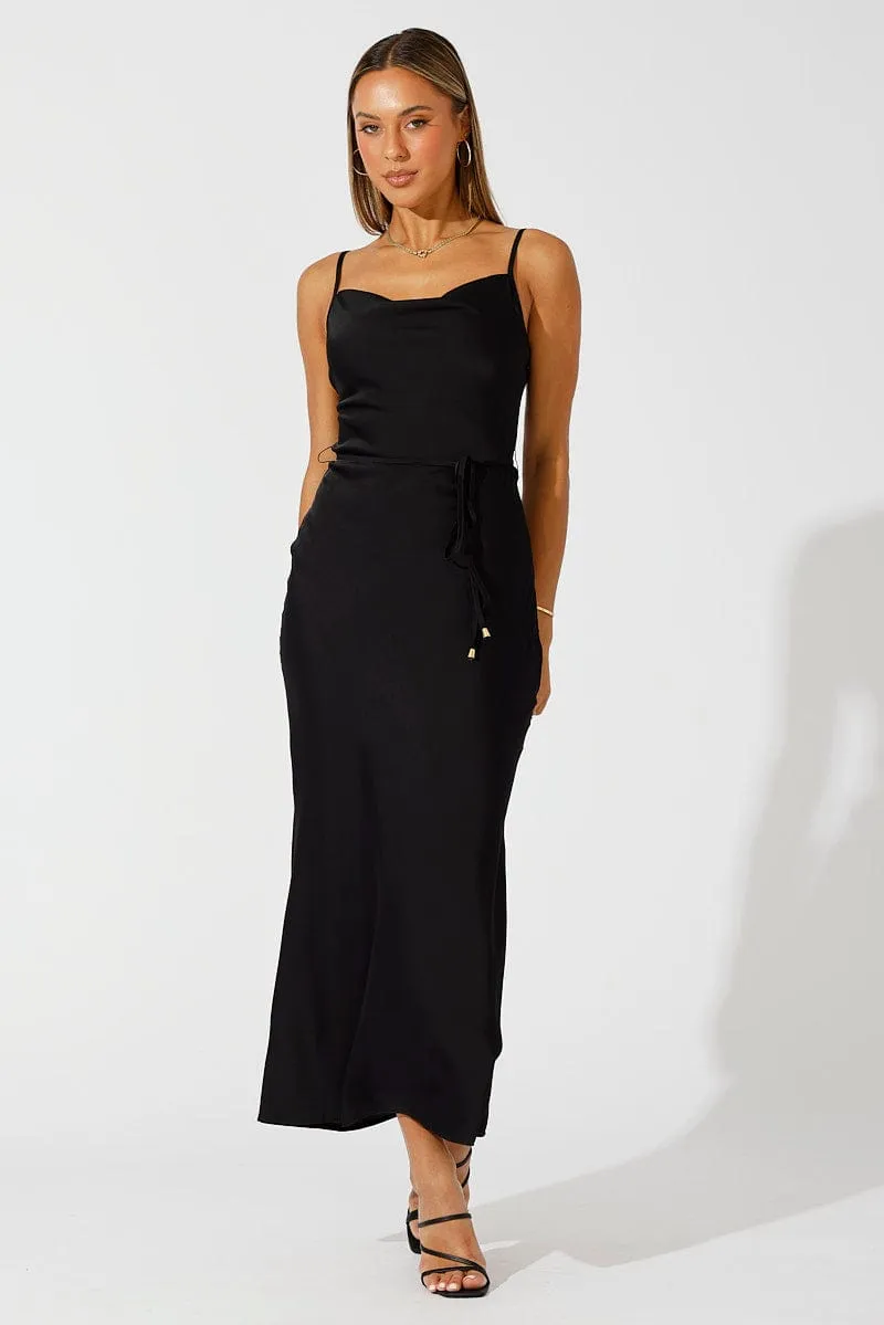 Black Maxi Dress Cowl Neck Satin sold by Ally Fashion product image thumbnail 3