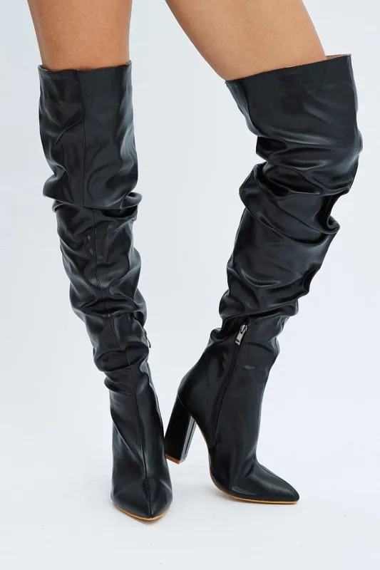 Black Over The Knee Boots sold by Ally Fashion