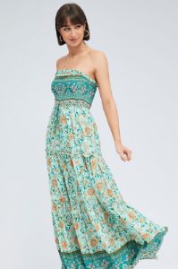 Boho Print Maxi Dress Bandeau Sun Dress sold by Ally Fashion