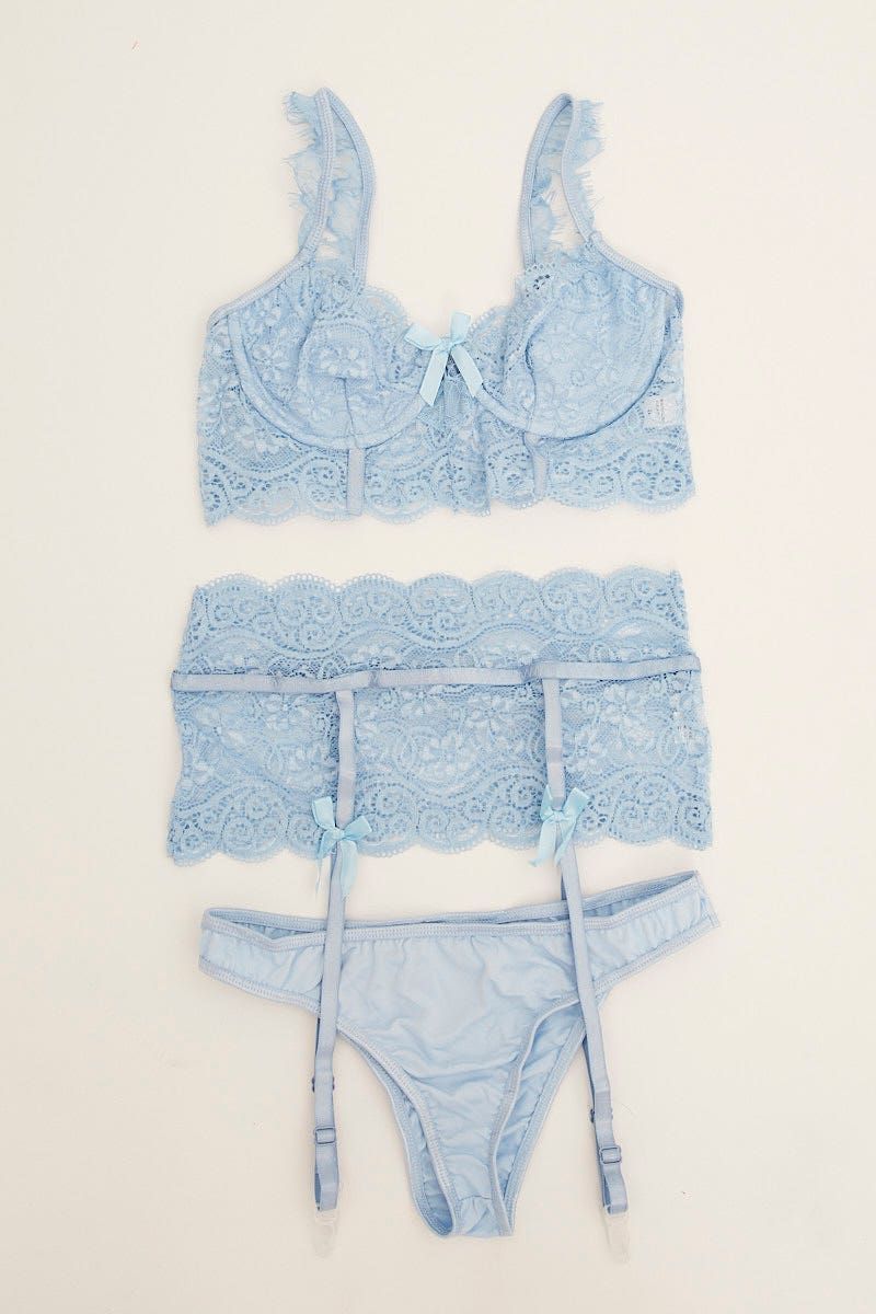 Blue Lace Lingerie Set sold by Ally Fashion