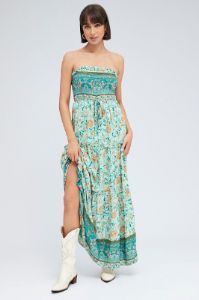 Boho Print Maxi Dress Bandeau Sun Dress sold by Ally Fashion
