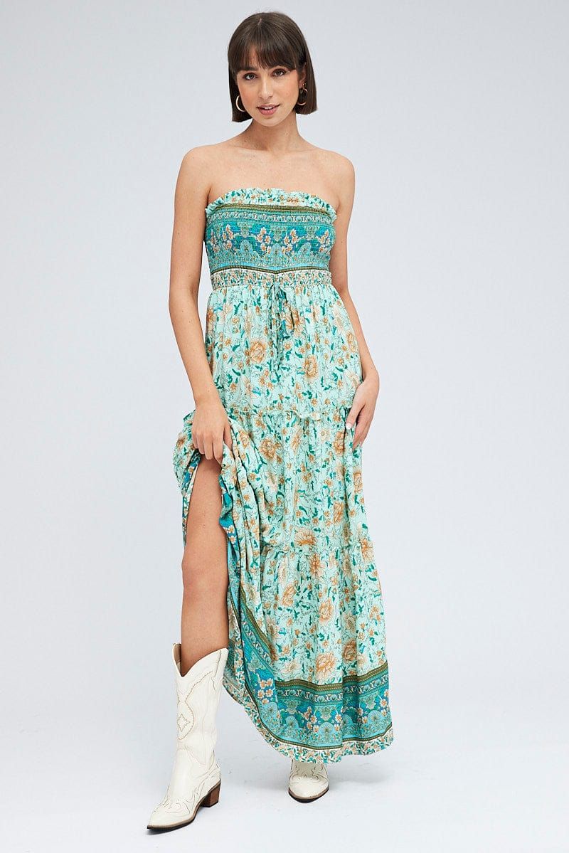 Boho Print Maxi Dress Bandeau Sun Dress sold by Ally Fashion product image thumbnail 3