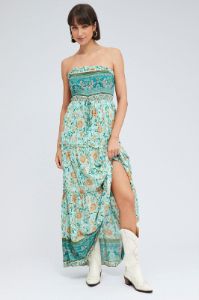 Boho Print Maxi Dress Bandeau Sun Dress sold by Ally Fashion