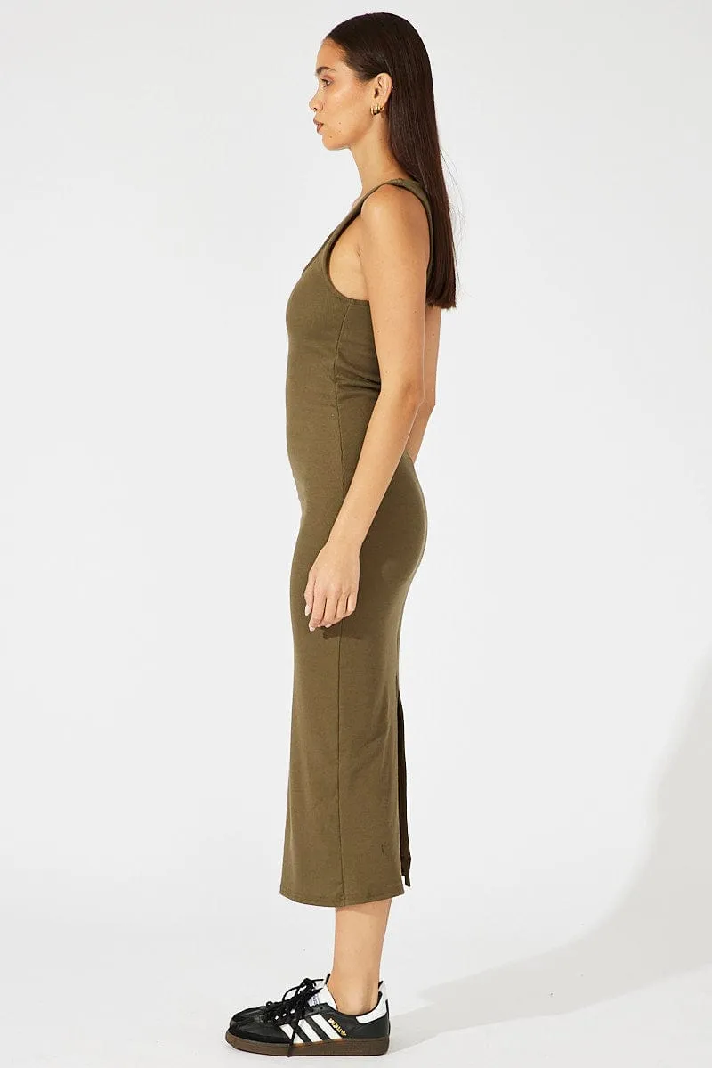 Green Midi Dress Sleeveless Bodycon Rib sold by Ally Fashion product image thumbnail 4