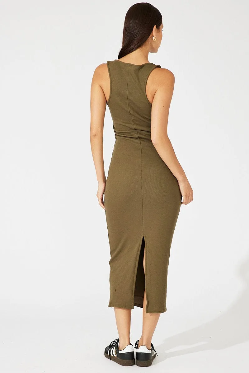 Green Midi Dress Sleeveless Bodycon Rib sold by Ally Fashion product image thumbnail 5