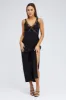 Black Maxi Dress Sleeveless Satin Lace Trim sold by Ally Fashion