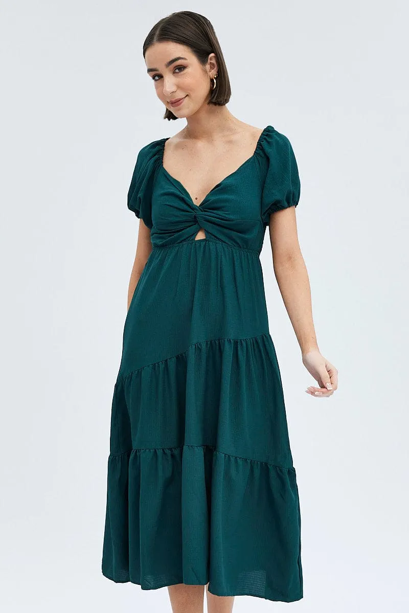 Green Midi Dress Short Sleeve Cut Out sold by Ally Fashion product image thumbnail 2