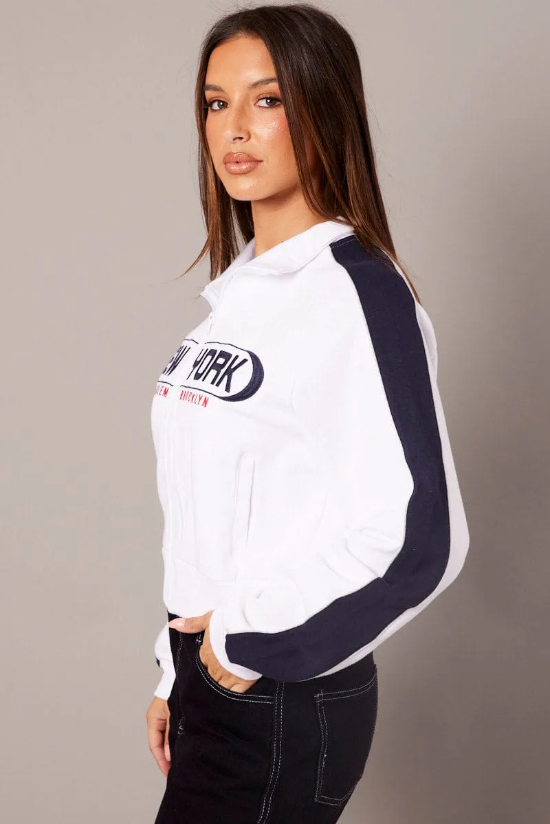 White Zip Through Jacket Long Sleeve sold by Ally Fashion product image thumbnail 4