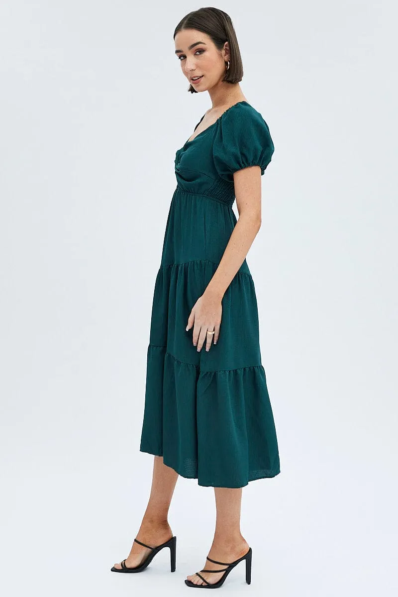 Green Midi Dress Short Sleeve Cut Out sold by Ally Fashion product image thumbnail 4