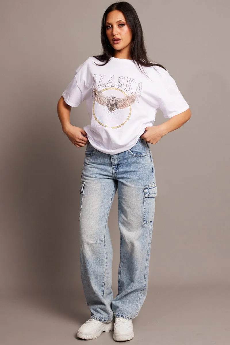 White Graphic Tee Short Sleeve sold by Ally Fashion product image thumbnail 2