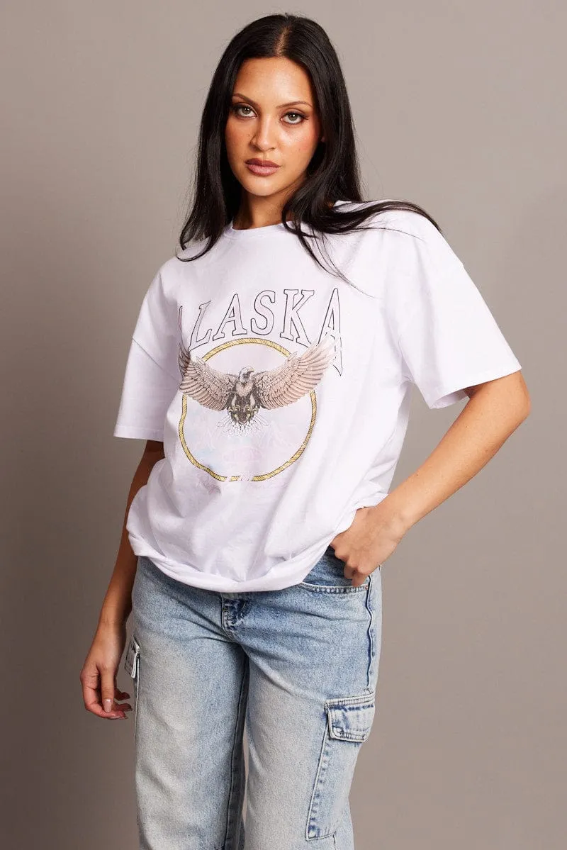 White Graphic Tee Short Sleeve sold by Ally Fashion product image thumbnail 3