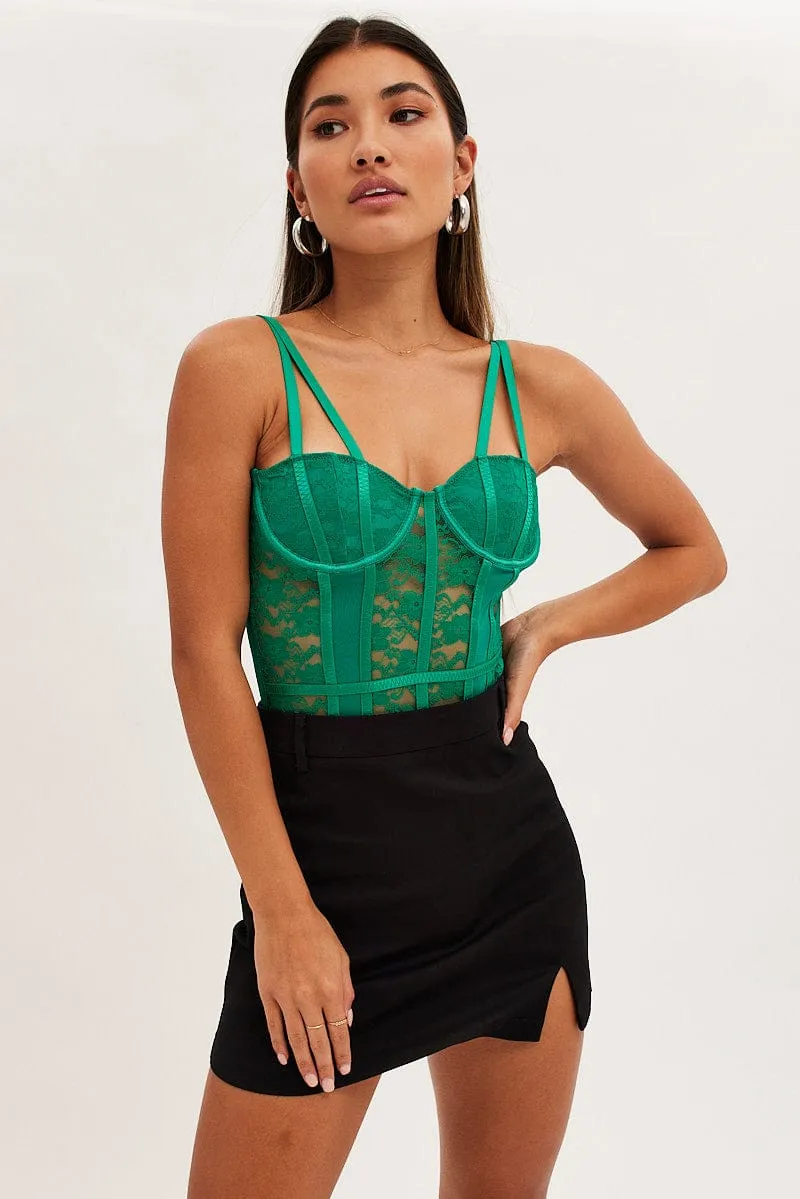 Green Lace Bodysuit Singlet sold by Ally Fashion product image thumbnail 3