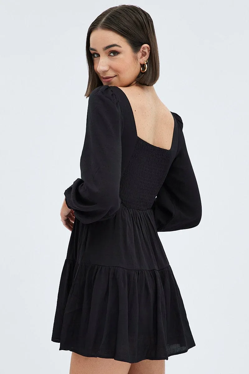 Black Fit And Flare Dress Long Sleeve Mini sold by Ally Fashion product image thumbnail 4