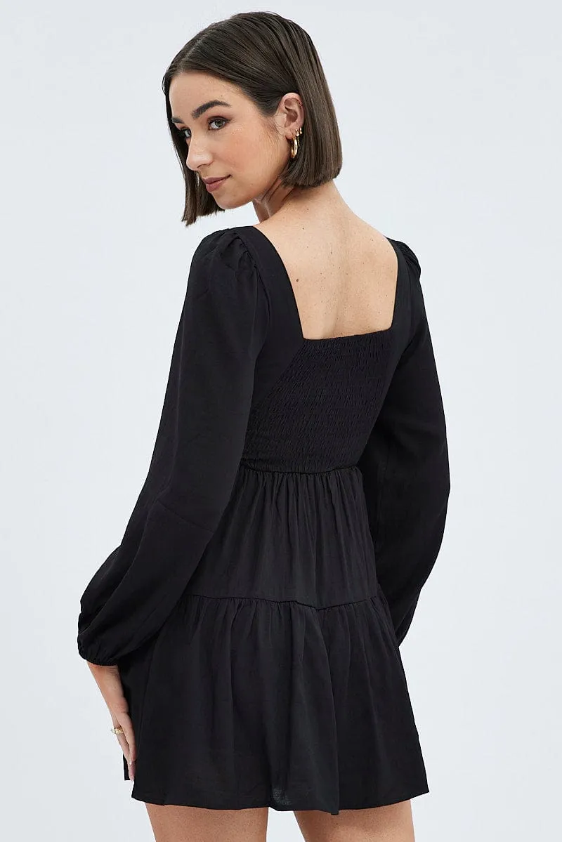 Black Fit And Flare Dress Long Sleeve Mini sold by Ally Fashion product image thumbnail 5
