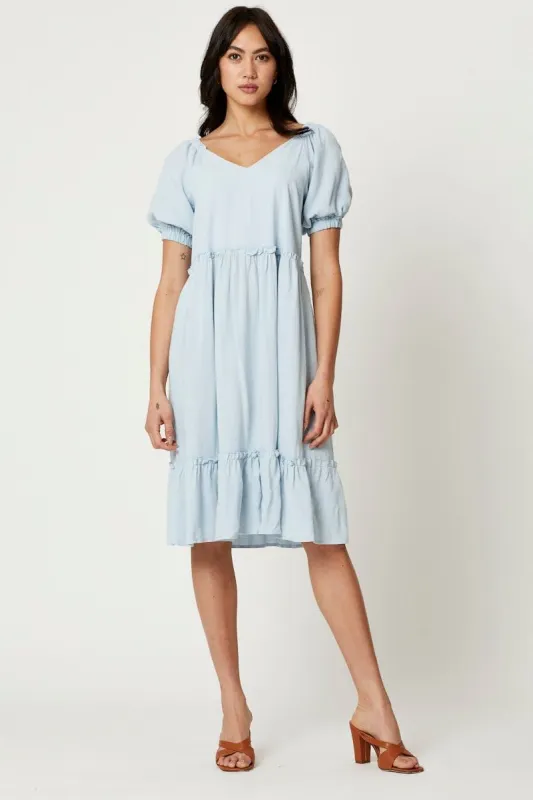 Blue Puff Sleeve Skater Dress sold by Ally Fashion