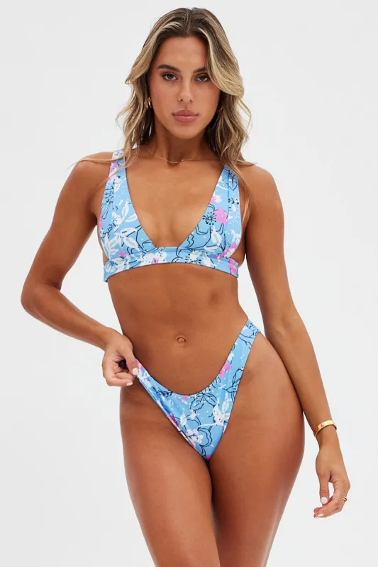 Blue Floral Bikini Two Piece sold by Ally Fashion