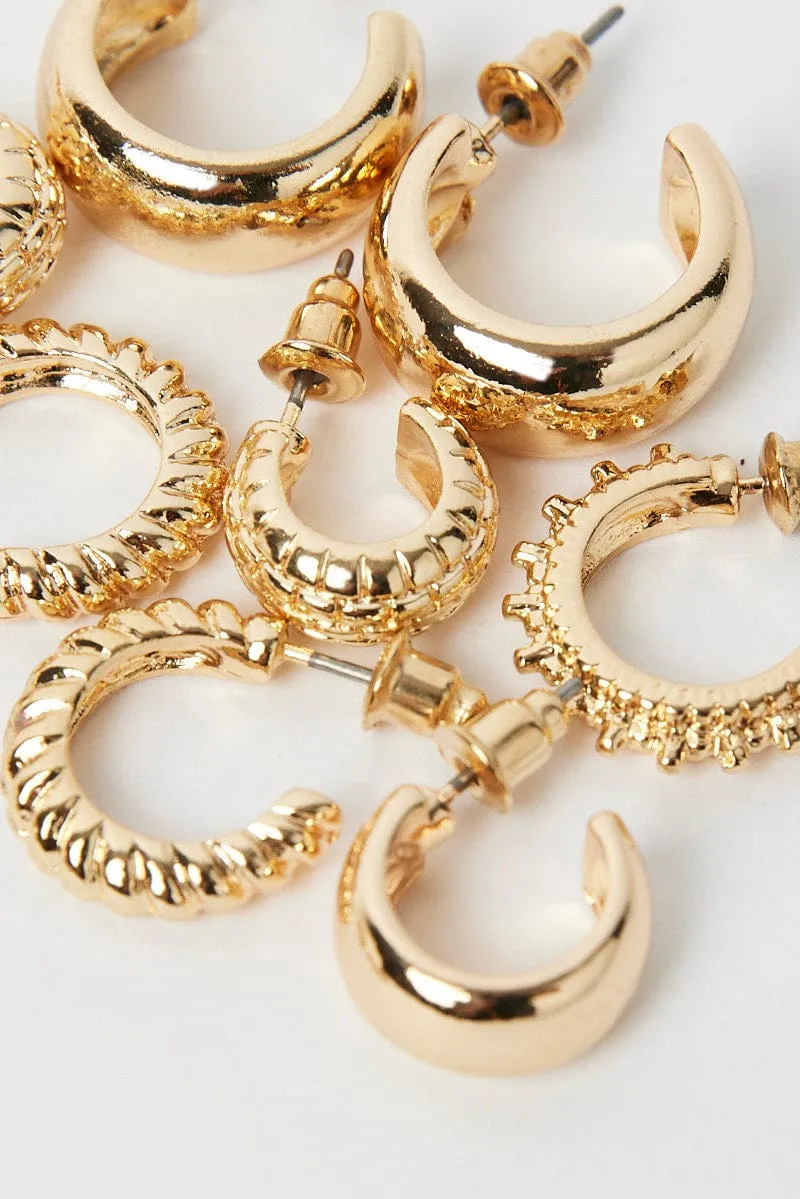 Gold 6 Pack Hoop Earrings sold by Ally Fashion product image thumbnail 2