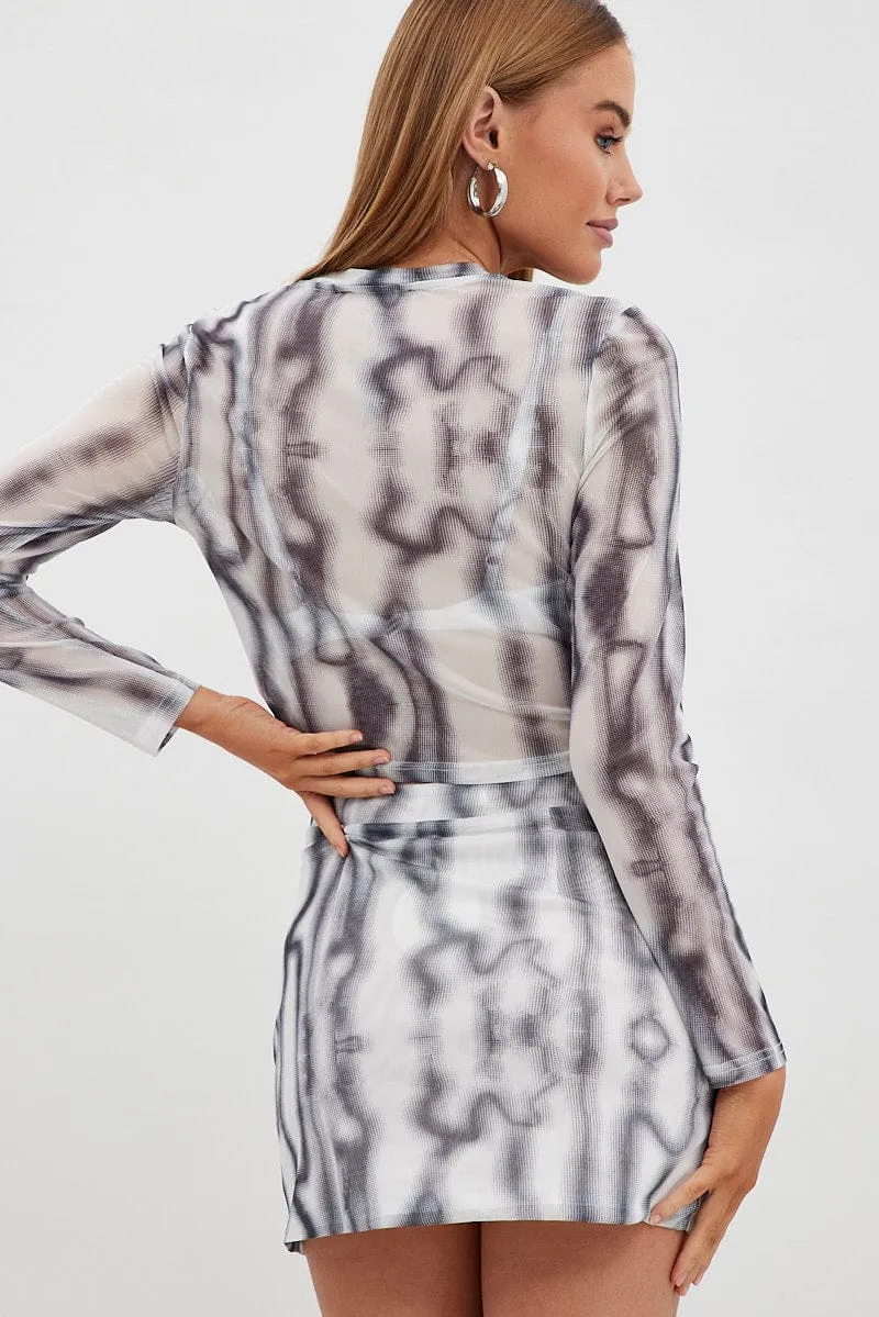 Black Abstract Mini Skirt High Rise Mesh sold by Ally Fashion product image thumbnail 5