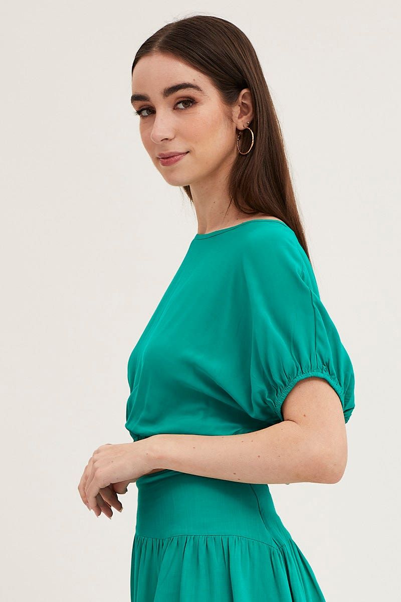Green Crop Top Short Sleeve Elasticated Waist sold by Ally Fashion product image thumbnail 4