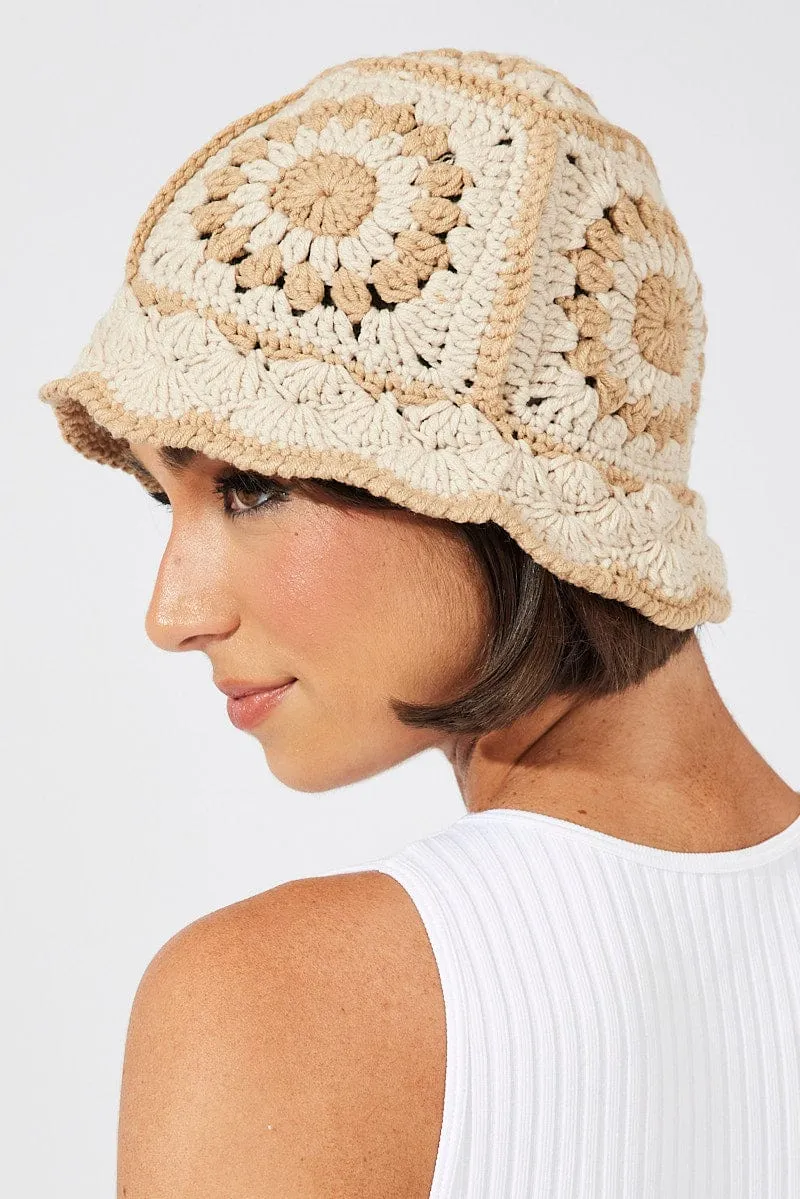 Beige Crochet Bucket Hat sold by Ally Fashion product image thumbnail 2