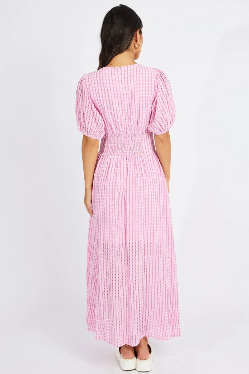 Pink Midi Dress Puff Sleeve sold by Ally Fashion product image thumbnail 5