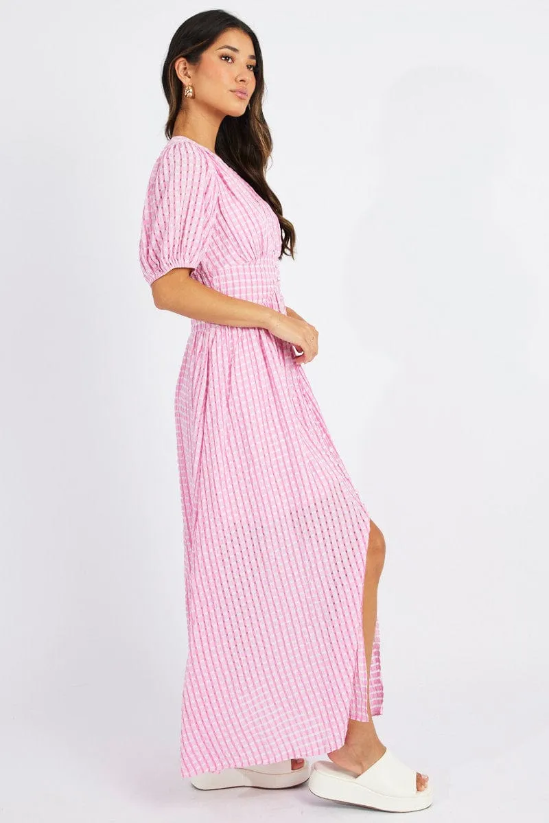 Pink Midi Dress Puff Sleeve sold by Ally Fashion product image thumbnail 4