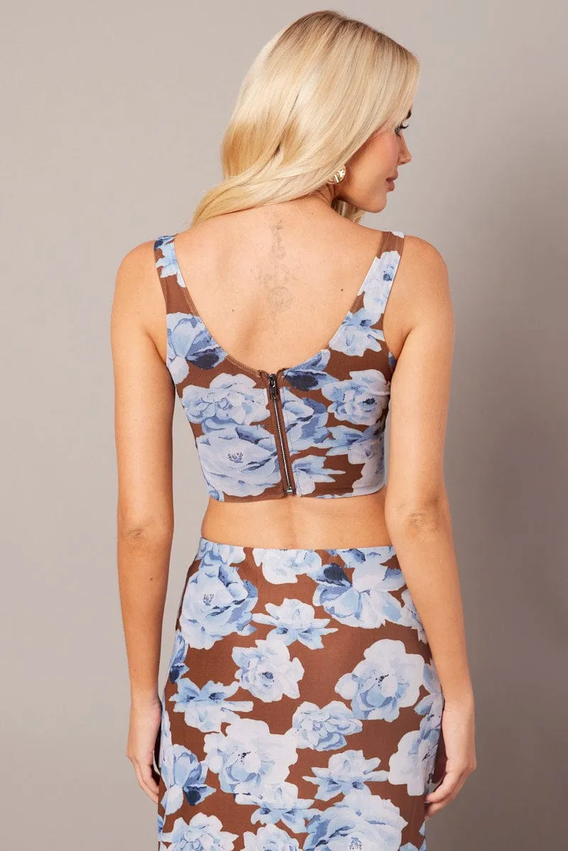 Multi Floral Corset Top Mesh sold by Ally Fashion product image thumbnail 5
