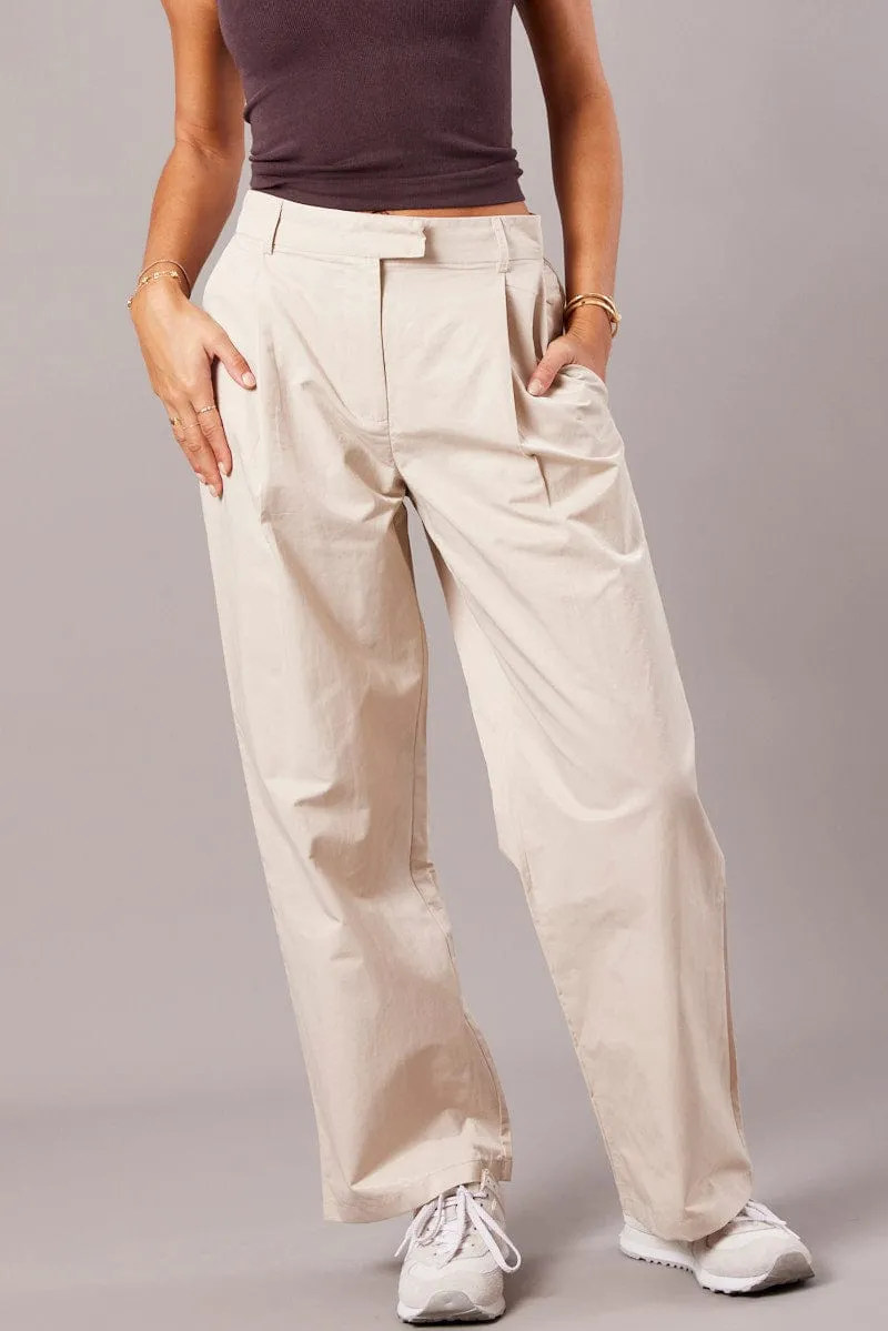 Beige Wide Leg Pants Pleated Front sold by Ally Fashion product image thumbnail 3