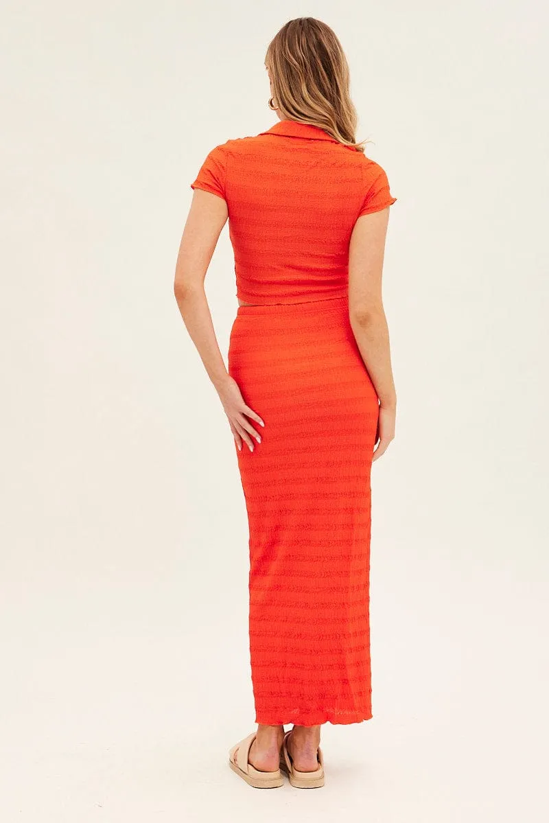Orange Maxi Skirt Bodycon Textured Jersey sold by Ally Fashion product image thumbnail 5