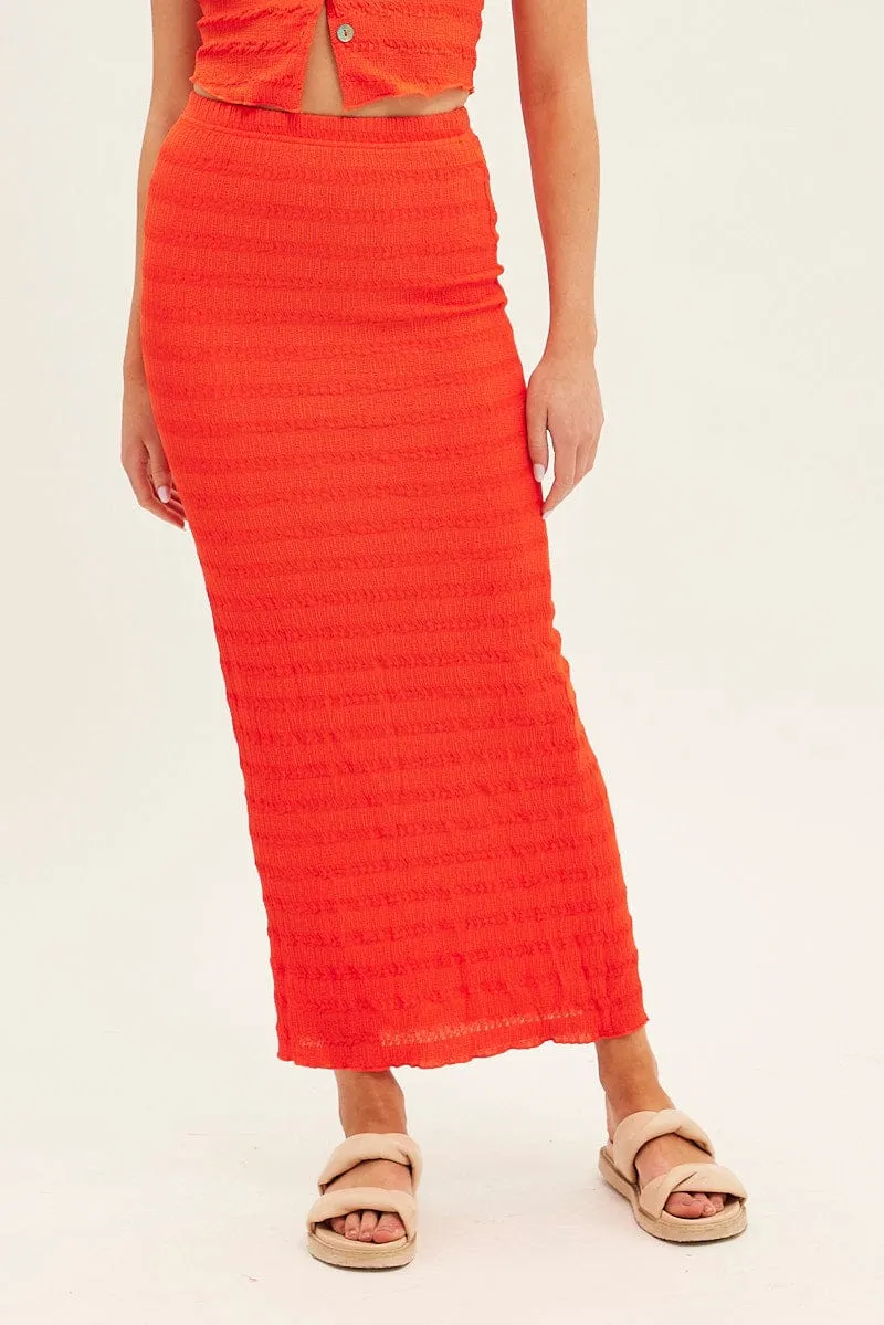 Orange Maxi Skirt Bodycon Textured Jersey sold by Ally Fashion product image thumbnail 2