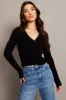 Black knit Cardigan Long Sleeve V Neck sold by Ally Fashion