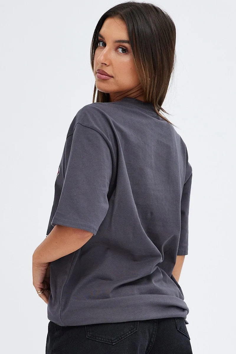 Grey T Shirt Short Sleeve Crew Neck Chicago Cotton sold by Ally Fashion product image thumbnail 5