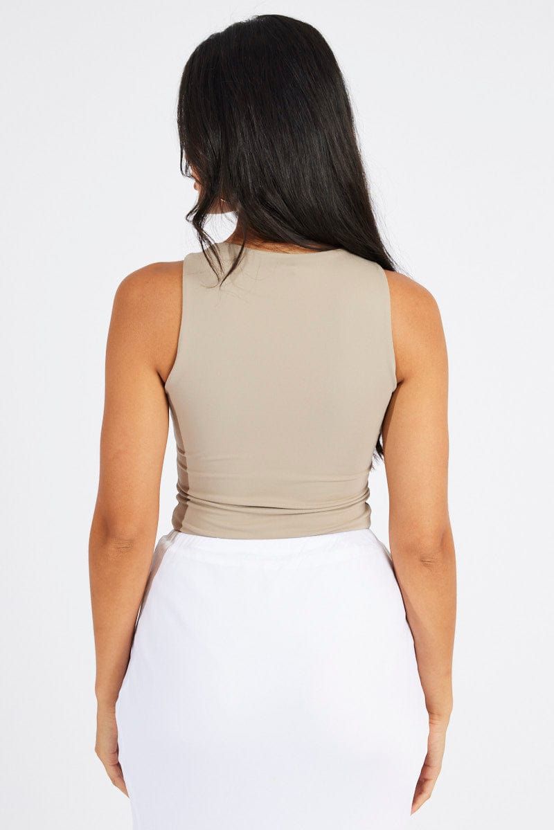 Beige Supersoft Bodysuit Sleeveless sold by Ally Fashion product image thumbnail 5
