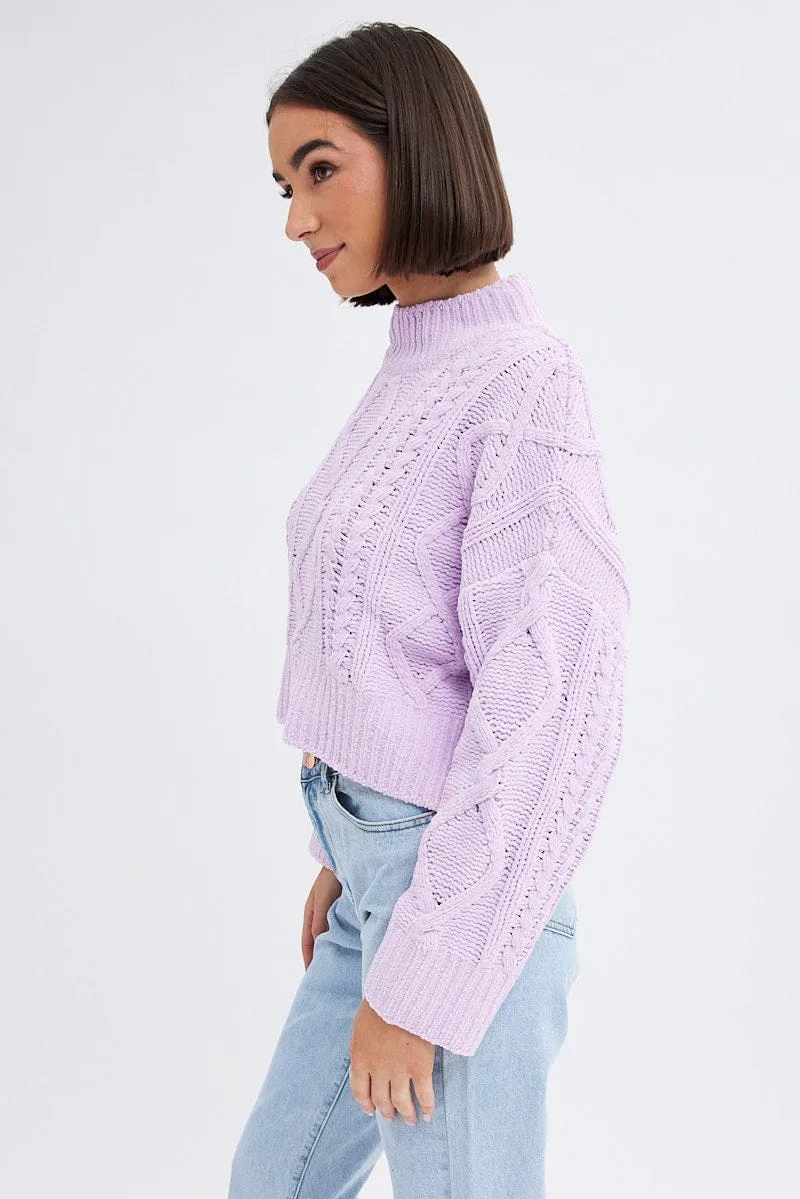 Purple Cable Knit Jumper Long Sleeve sold by Ally Fashion product image thumbnail 4