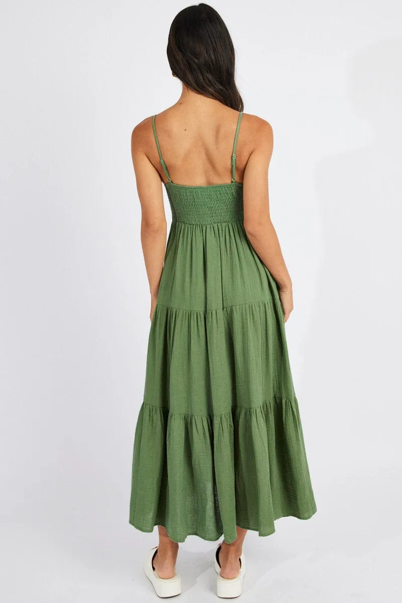 Green Midi Dress Sleeveless V-Neck sold by Ally Fashion product image thumbnail 5