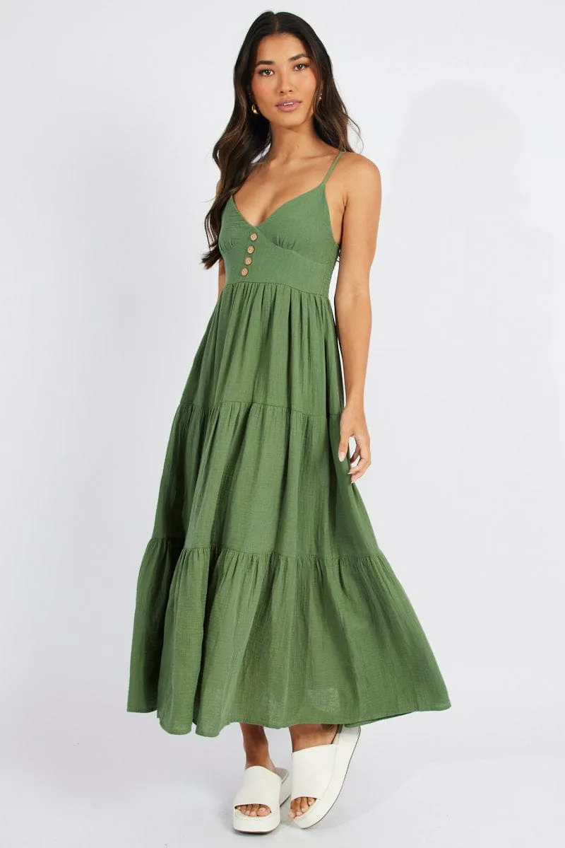 Green Midi Dress Sleeveless V-Neck sold by Ally Fashion product image thumbnail 2