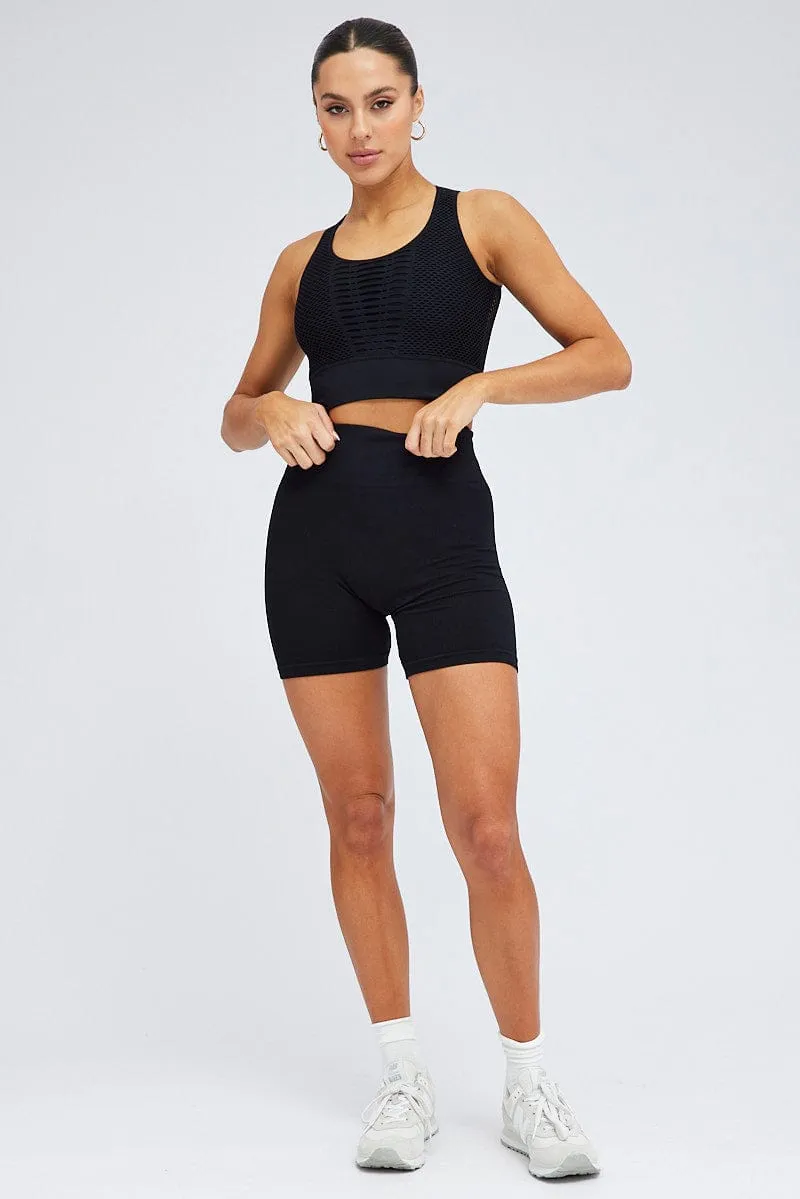 Black Fishnet Top Sleeveless Crop Seamless sold by Ally Fashion product image thumbnail 2