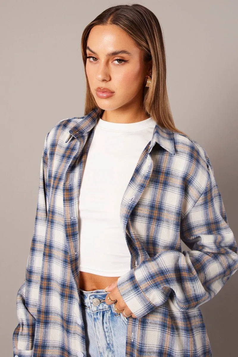 Blue Check Relaxed Shirt Long Sleeve sold by Ally Fashion product image thumbnail 3