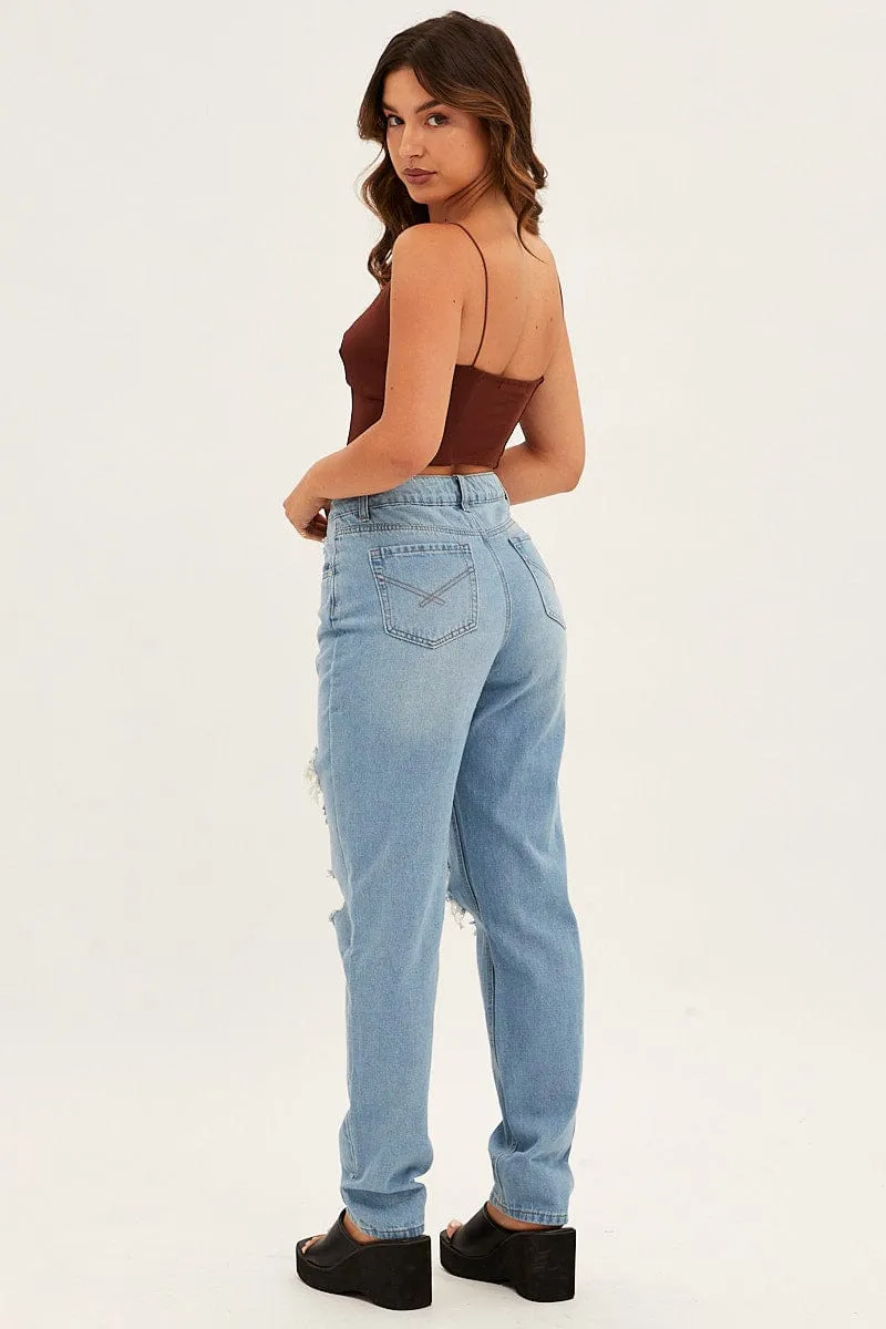 Blue Baggy Jeans High Rise Denim sold by Ally Fashion product image thumbnail 5