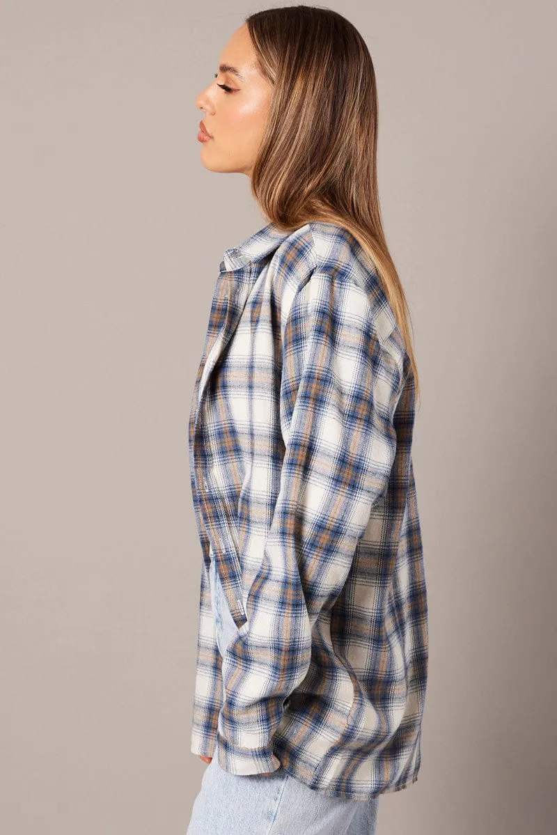 Blue Check Relaxed Shirt Long Sleeve sold by Ally Fashion product image thumbnail 4