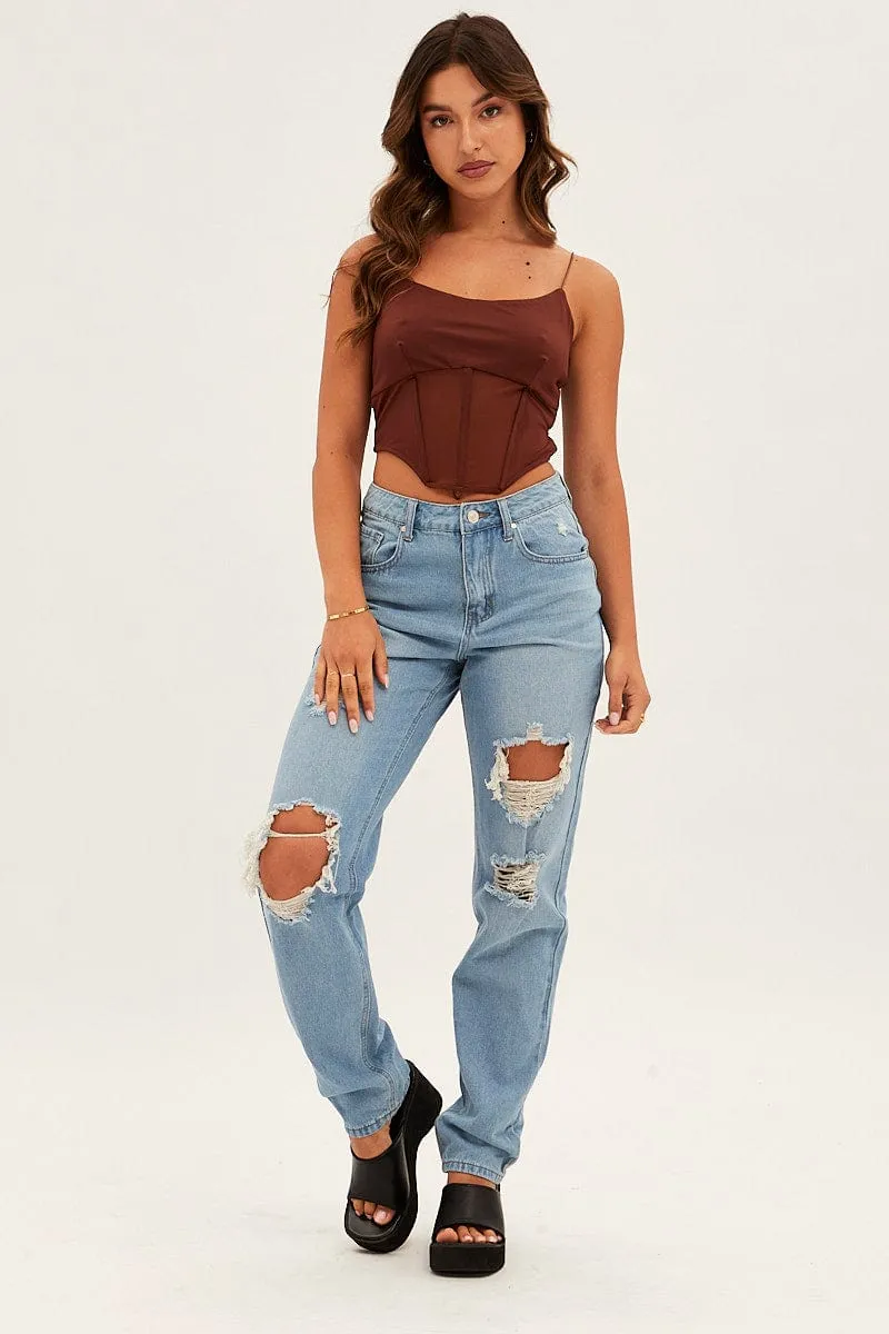 Blue Baggy Jeans High Rise Denim sold by Ally Fashion product image thumbnail 3