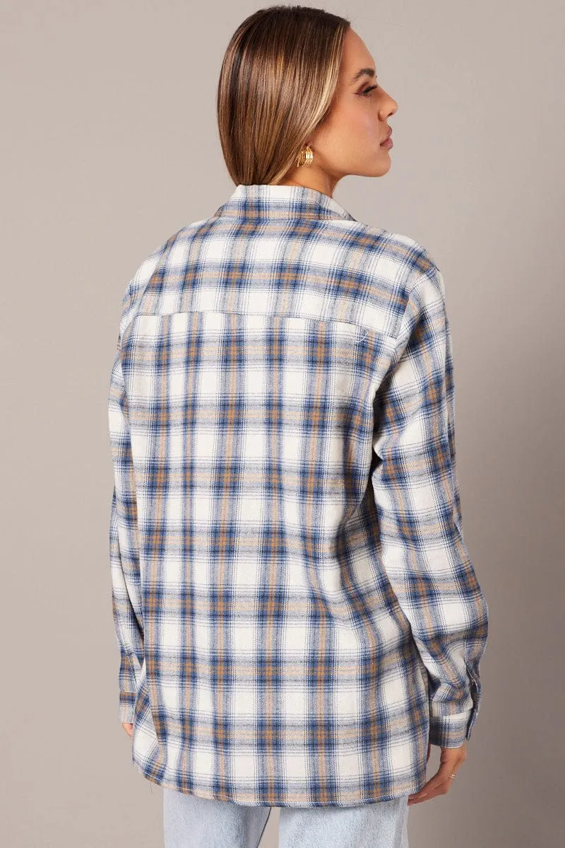 Blue Check Relaxed Shirt Long Sleeve sold by Ally Fashion product image thumbnail 5