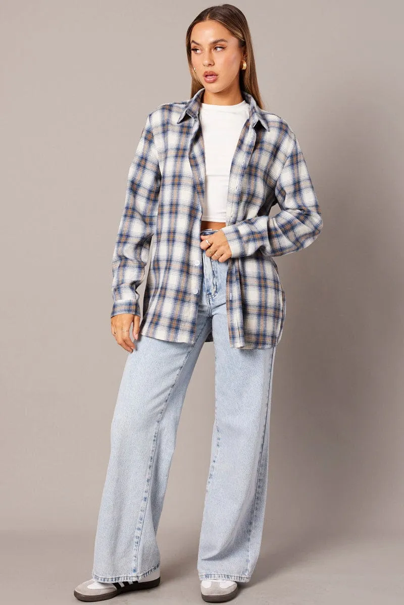 Blue Check Relaxed Shirt Long Sleeve sold by Ally Fashion product image thumbnail 2