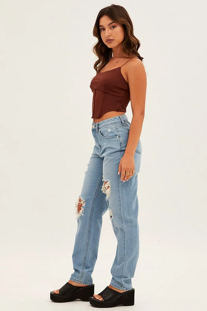Blue Baggy Jeans High Rise Denim sold by Ally Fashion product image thumbnail 4