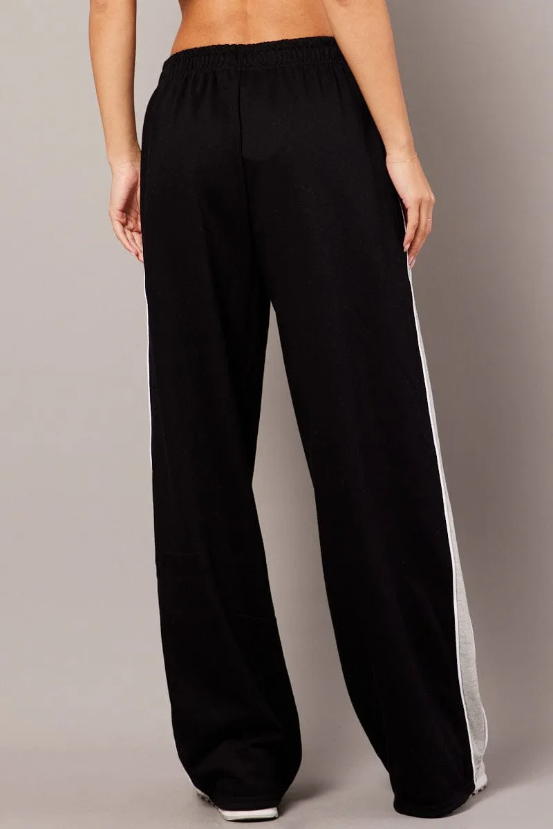 Black Track Pants Wide Leg Pants sold by Ally Fashion product image thumbnail 5