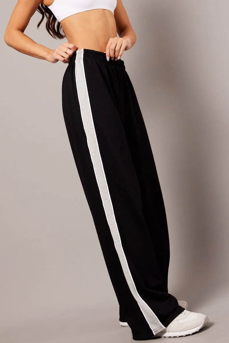 Black Track Pants Wide Leg Pants sold by Ally Fashion