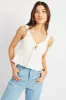 White Tie Front Top Sleeveless Textured sold by Ally Fashion