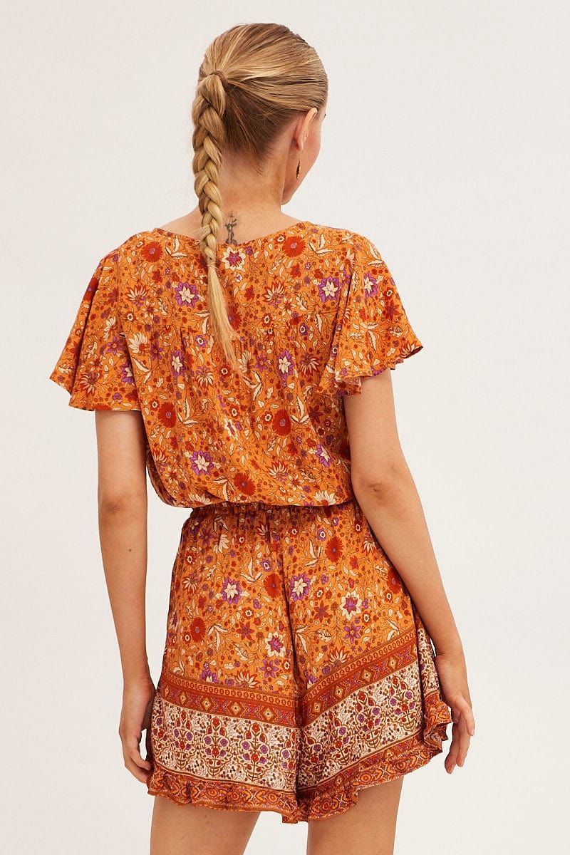 Boho Print V-Neck Playsuit Short Sleeve sold by Ally Fashion product image thumbnail 5